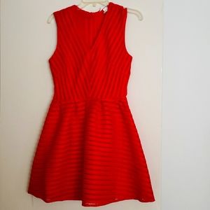 Red guipure fit flare dress S M v neck sleeveless